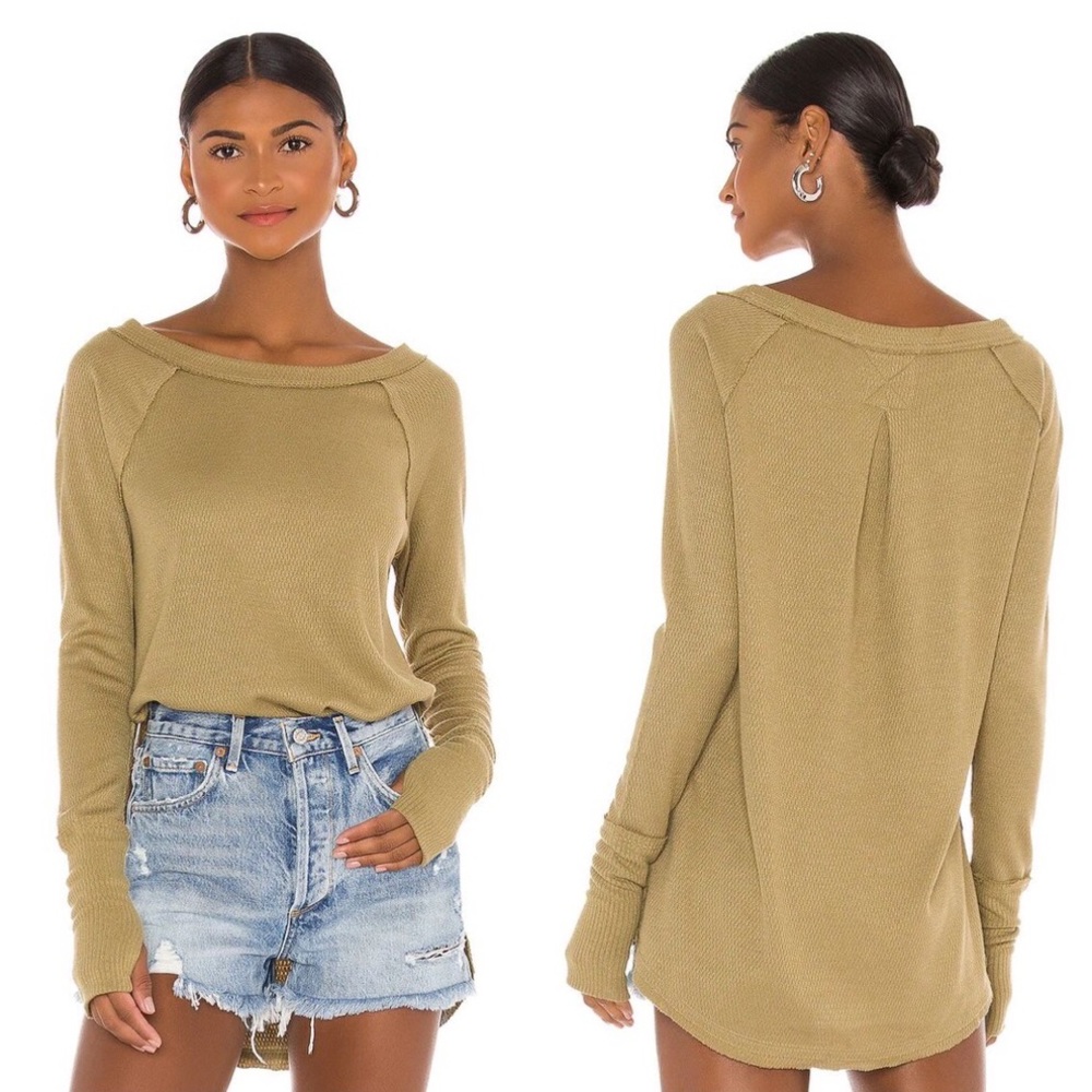Free People Snowy Thermal Shirt in Sunstone (Green)